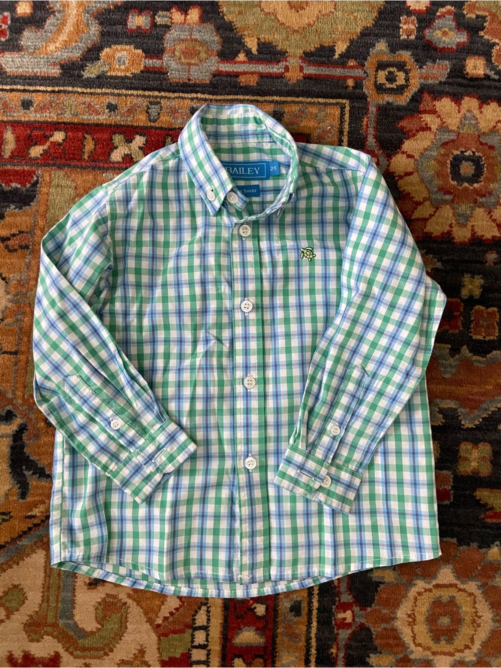J. Bailey Bailey Boys Green & Blue Plaid Button-Down Shirt